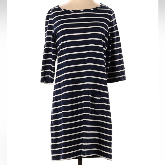 Boden Dresses & Skirts - Boden Stripe Jersey Dress Size 4 Small S Coastal Nautical Midi Pockets Stretchy